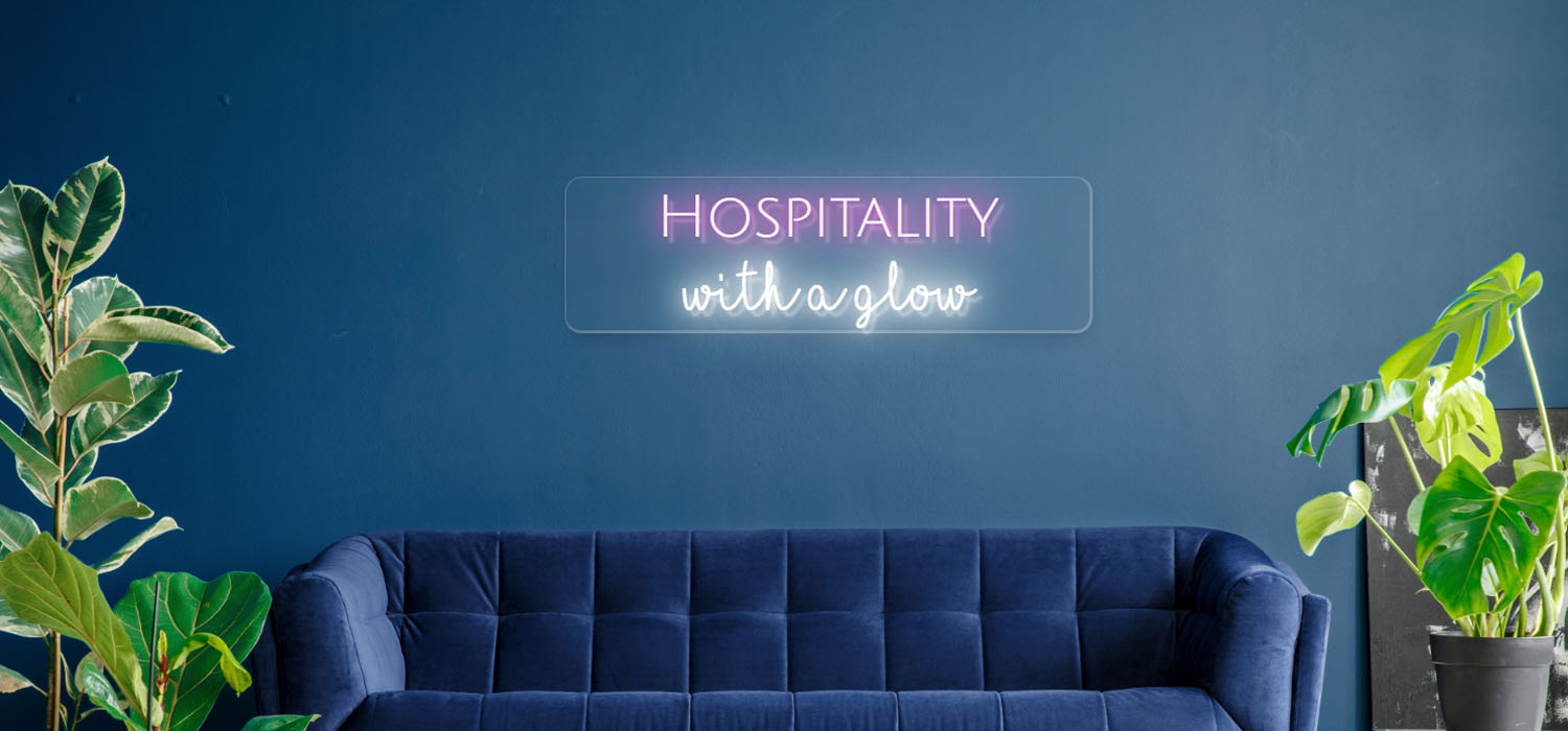 Hospitality With Glow Hotel Sign