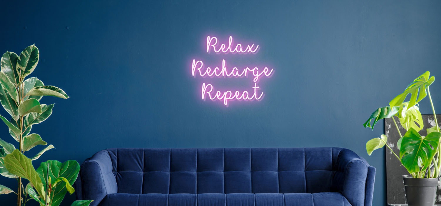 Relax Recharge Repeat Hotel Sign