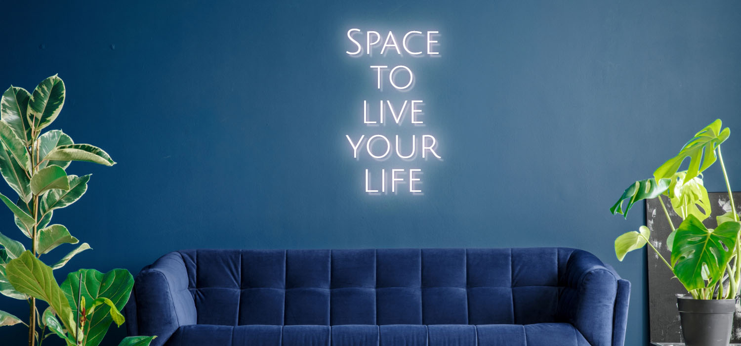Space you live your life hotel sign